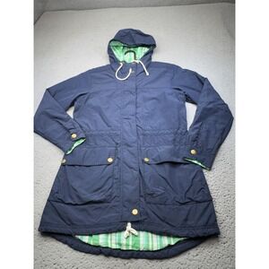Columbia‎ PFG Jacket Womens Extra Small Blue Trench Hoodie Harborside Rain Coat